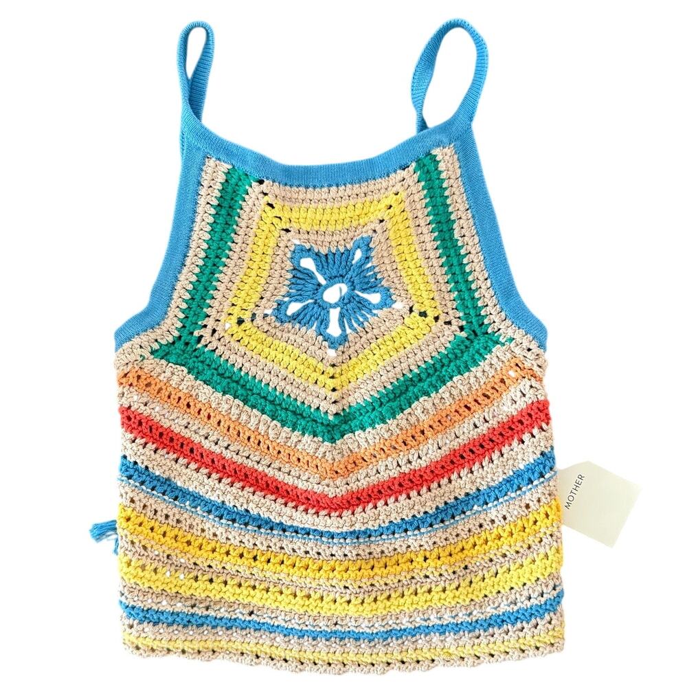 Mother Candy Stripe Cinch Tank Halter Top Fringe Midi Skirt Set size S NEW Tags - Picture 6 of 16